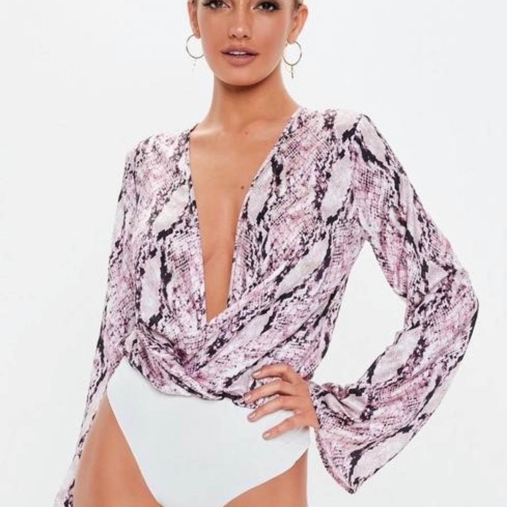 Missguided pink print bodysuit